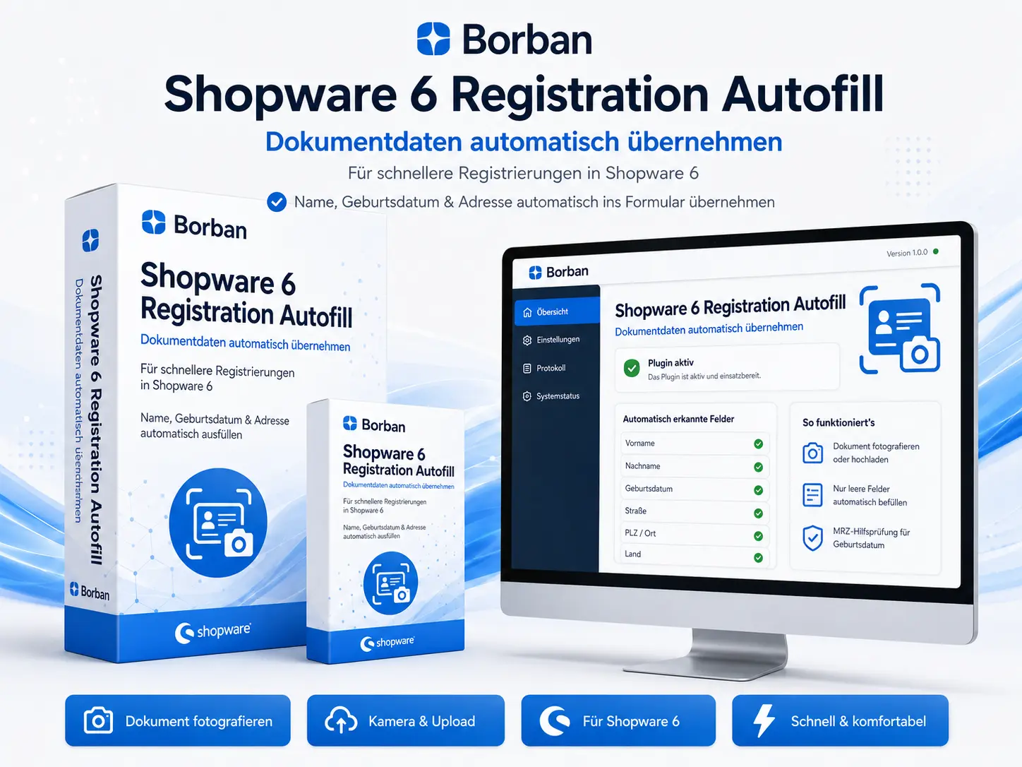 Borban Shopware 6 Registration Autofill Plugin mit Dokumenterkennung und automatischer Formularbefüllung